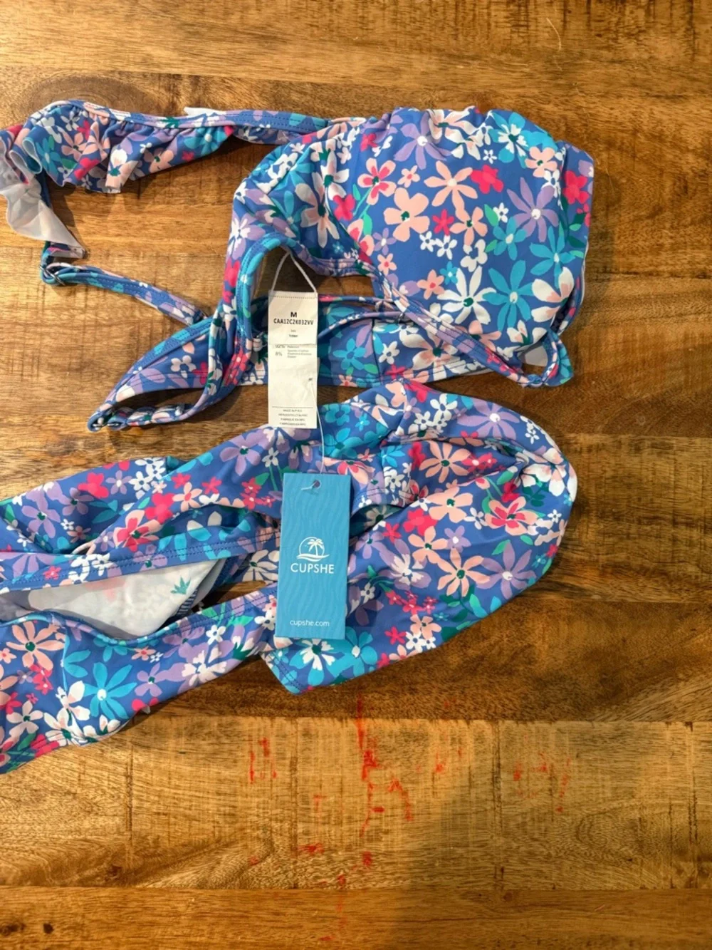 Sundry Daisy Ruffled Bralette & High Waist Bikini Set Size Medium NWT - Picture 4 of 4